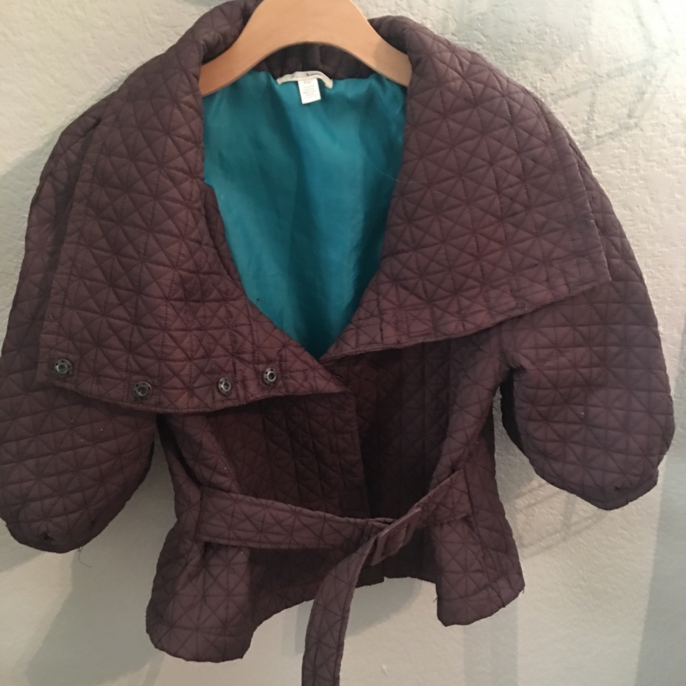Designer jacket in brown with teal satin lining